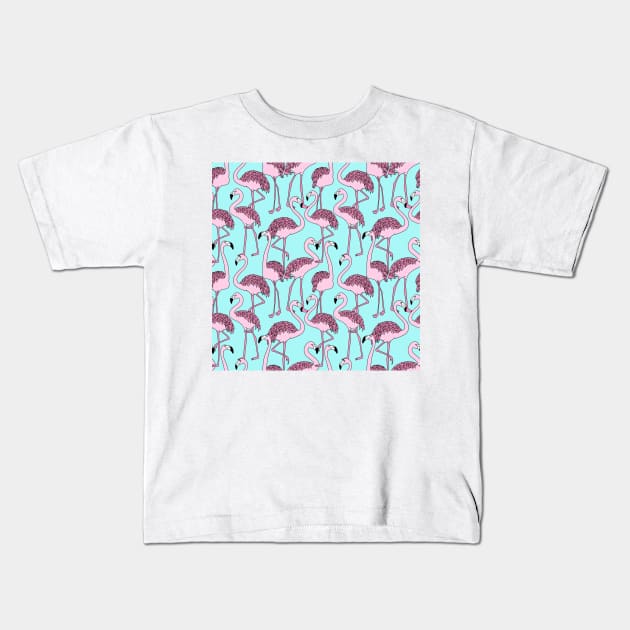 Pink Flamingos Kids T-Shirt by Pop Cult Store